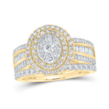 Load image into Gallery viewer, Radiant Love: 10kt Yellow Gold Diamond Oval Bridal Wedding Ring Band Set product  Top View from Splendid Jewellery