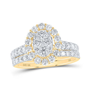 Wedding Collection | 10kt Yellow Gold Round Diamond Oval Bridal Wedding Ring Band Set 1-5/8 Cttw | Splendid Jewellery GND