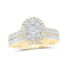 Load image into Gallery viewer, Captivating Love Story | 10kt Yellow Gold Round Diamond Oval Bridal Wedding Ring Band Set 1 Cttw product  Top View from Splendid Jewellery