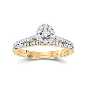 Wedding Collection | 10kt Yellow Gold Round Diamond Oval Bridal Wedding Ring Band Set 1/3 Cttw | Splendid Jewellery GND