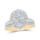 Radiant Love 10kt Yellow Gold Diamond Oval Bridal Wedding Ring Band Set product  Top View from Splendid Jewellery
