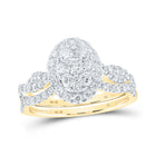 Radiant Love: 10kt Yellow Gold Diamond Cluster Bridal Wedding Ring Set product  Top View from Splendid Jewellery
