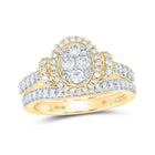 Radiant Love 10kt Yellow Gold Diamond Cluster Bridal Wedding Ring Band Set product  Top View from Splendid Jewellery