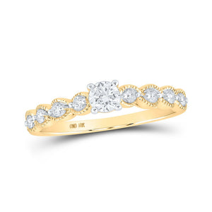 Wedding Collection | 10kt Yellow Gold Round Diamond Solitaire Bridal Wedding Engagement Ring 1/3 Cttw | Splendid Jewellery GND