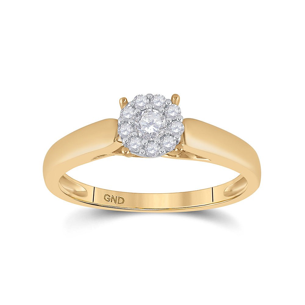 Wedding Collection | 10kt Yellow Gold Round Diamond Solitaire Bridal Wedding Engagement Ring 1/5 Cttw | Splendid Jewellery GND