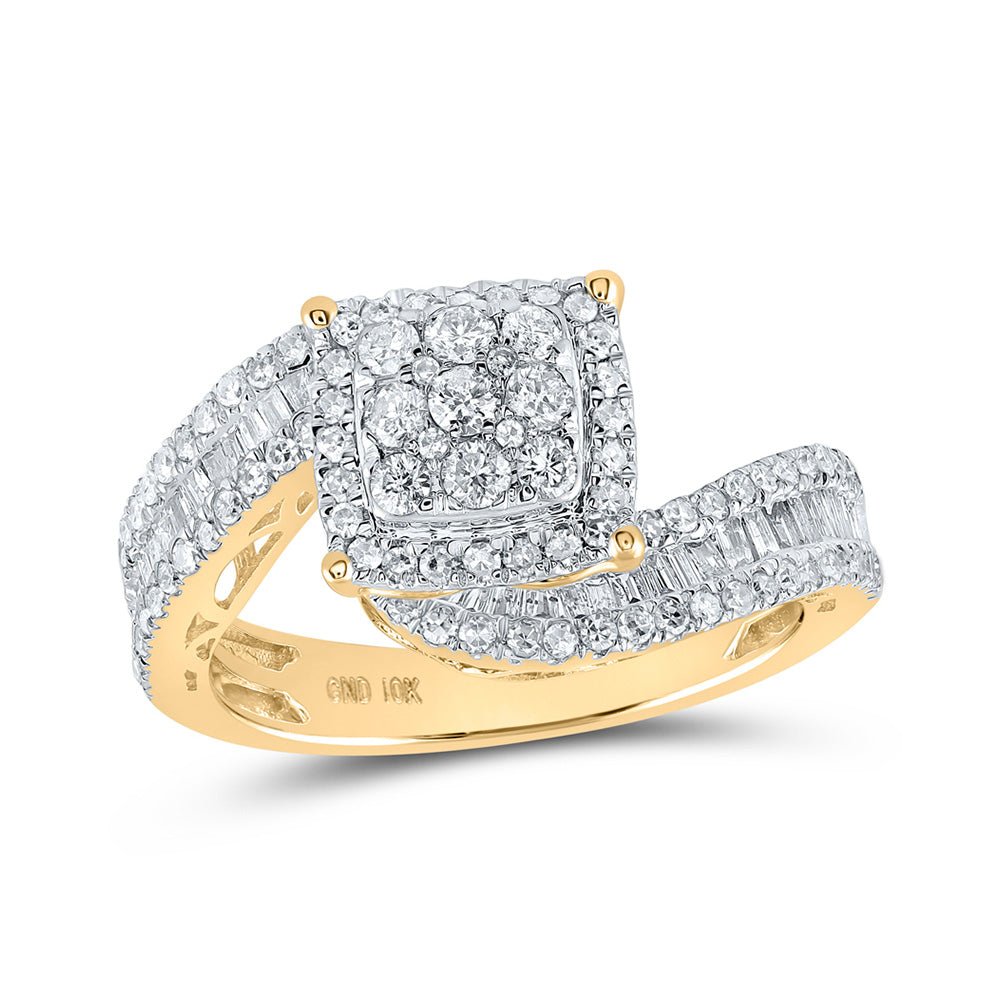 Wedding Collection | 10kt Yellow Gold Round Diamond Square Bridal Wedding Engagement Ring 1-1/4 Cttw | Splendid Jewellery GND