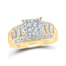 Load image into Gallery viewer, Captivating Elegance: 10kt Yellow Gold Diamond Square Bridal Wedding Ring product  Top View from Splendid Jewellery