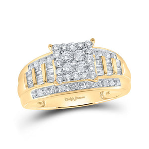 Wedding Collection | 10kt Yellow Gold Round Diamond Square Bridal Wedding Engagement Ring 1 Cttw | Splendid Jewellery GND