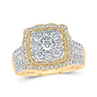 Radiant Love: 10kt Yellow Gold Round Diamond Square Bridal Wedding Ring Band Set 1-1/2 Cttw product  Top View from Splendid Jewellery