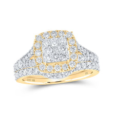 Load image into Gallery viewer, Splendid Jewellery's Majestic 10kt Yellow Gold Square Diamond Bridal Wedding Ring Set product  Top View from Splendid Jewellery