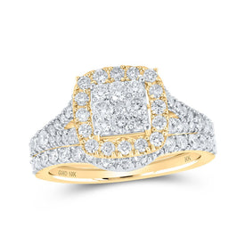 Splendid Jewellery's Majestic 10kt Yellow Gold Square Diamond Bridal Wedding Ring Set product  Top View from Splendid Jewellery