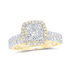 10kt Yellow Gold Square Diamond Bridal Wedding Ring Band Set - Radiant Love Collection product  Top View from Splendid Jewellery