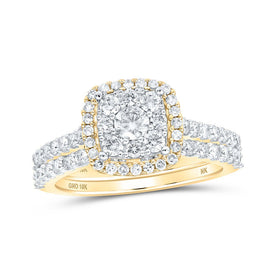 10kt Yellow Gold Square Diamond Bridal Wedding Ring Band Set - Radiant Love Collection product  Top View from Splendid Jewellery