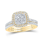 Captivating Love Story | 10kt Yellow Gold Round Diamond Square Bridal Wedding Ring Band Set 1 Cttw | Splendid Jewellery product  Top View from Splendid Jewellery