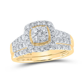 Splendid Jewellery 10kt Yellow Gold Diamond Square Bridal Wedding Ring Set product  Top View from Splendid Jewellery