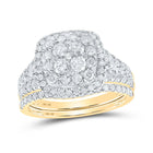 Radiant Love: 10kt Yellow Gold Square Halo Diamond Wedding Ring Set product  Top View from Splendid Jewellery