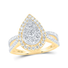 Load image into Gallery viewer, Captivating Elegance: 10kt Yellow Gold Diamond Teardrop Bridal Wedding Ring product  Top View from Splendid Jewellery