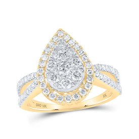 Captivating Elegance: 10kt Yellow Gold Diamond Teardrop Bridal Wedding Ring product  Top View from Splendid Jewellery