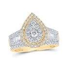 Ethereal Elegance | 10kt Yellow Gold Diamond Teardrop Bridal Wedding Ring Band Set product  Top View from Splendid Jewellery