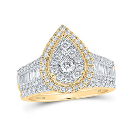 Ethereal Elegance | 10kt Yellow Gold Diamond Teardrop Bridal Wedding Ring Band Set product  Top View from Splendid Jewellery