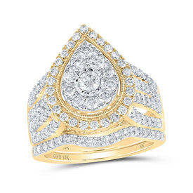 10kt Golden Tears Diamond Wedding Ring Set - Eternal Love Collection product  Top View from Splendid Jewellery