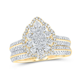 10kt Golden Tears Diamond Bridal Wedding Ring Band Set product  Top View from Splendid Jewellery
