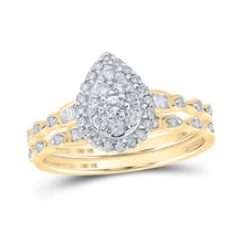 Load image into Gallery viewer, Golden Tears Diamond Wedding Ring Band Set product  Top View from Splendid Jewellery