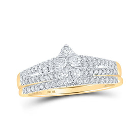 10kt Yellow Gold Teardrop Diamond Wedding Ring Set - Eternal Love Collection product  Top View from Splendid Jewellery