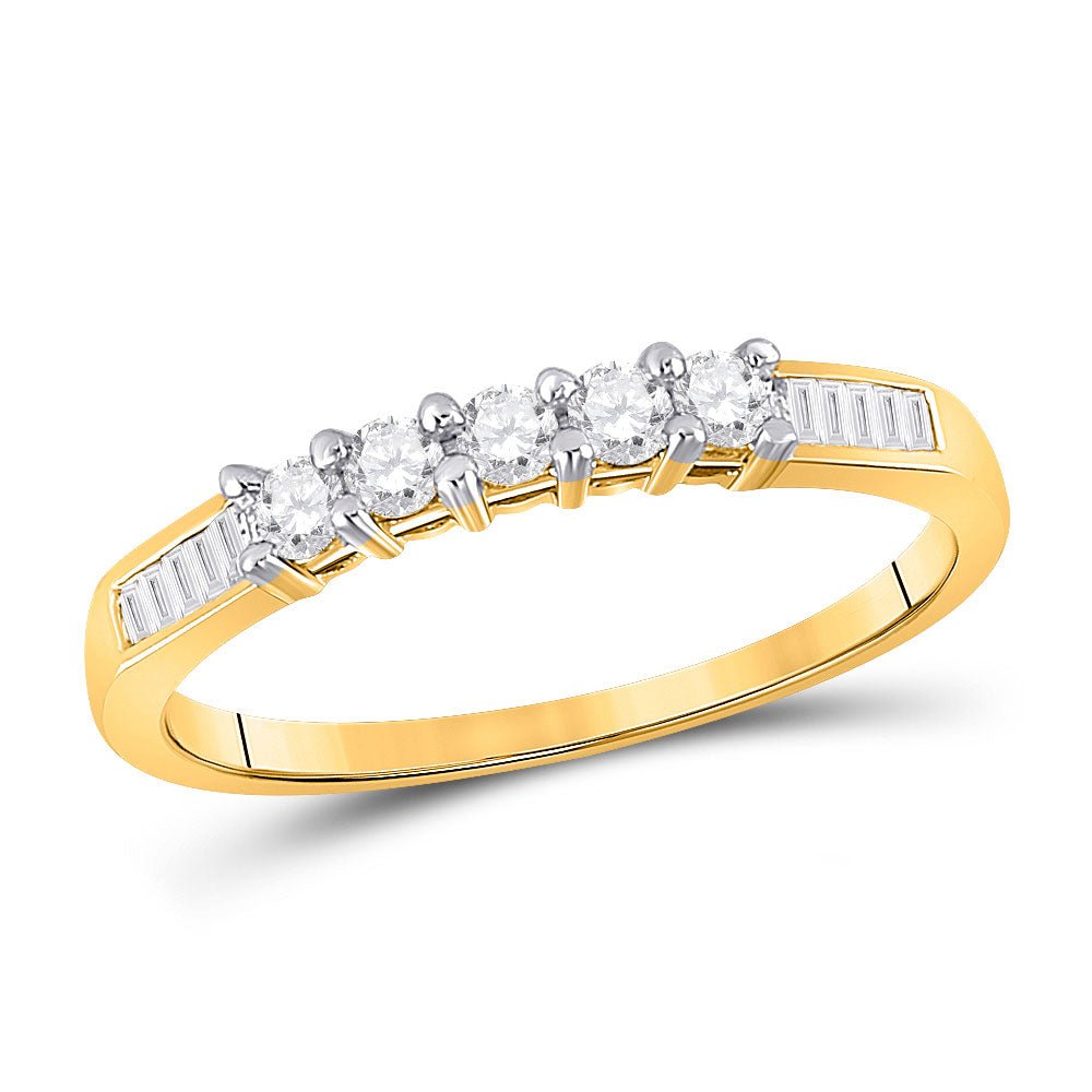 Wedding Collection | 10kt Yellow Gold Womens Round Diamond Wedding 5-Stone Anniversary Band 1/3 Cttw | Splendid Jewellery GND