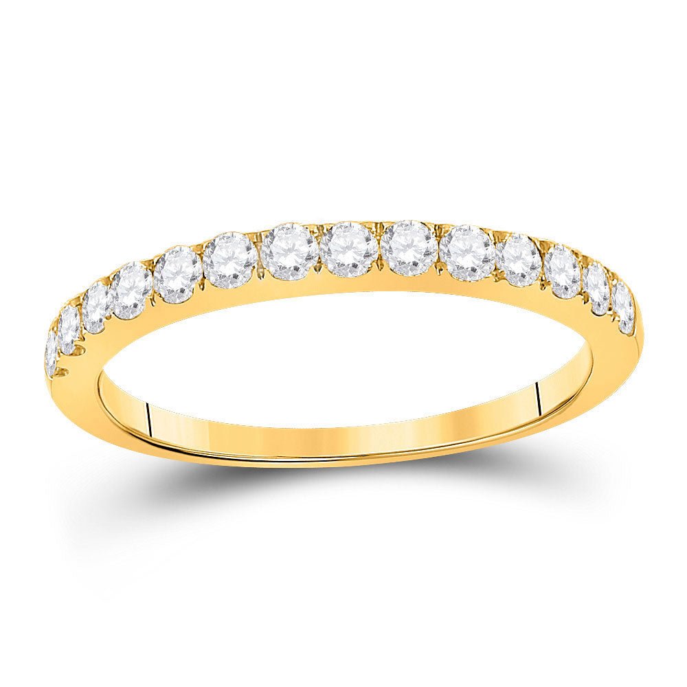 Wedding Collection | 10kt Yellow Gold Womens Round Diamond Wedding Single Row Band 1/2 Cttw | Splendid Jewellery GND
