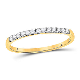 Radiant Love: 10kt Yellow Gold Womens Round Pave-set Diamond Wedding Band 1/6 Cttw - Top View