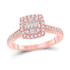 14kt Rose Gold Baguette Diamond Halo Cluster Bridal Wedding Engagement Ring - Eternal Elegance - Top View