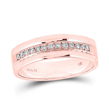 Load image into Gallery viewer, Radiant Rose Gold Men&#39;s Diamond Wedding Band Ring - Top View