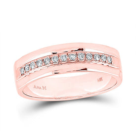 Radiant Rose Gold Men's Diamond Wedding Band Ring - Top View