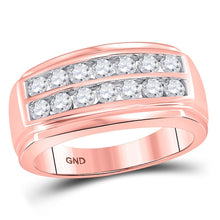 Load image into Gallery viewer, 14kt Rose Gold Radiant Diamond Wedding Band - A Timeless Symbol of Love and Elegance - Top View