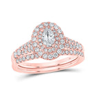 Radiant Rose Gold Diamond Halo Bridal Wedding Ring Set - Eternal Love Collection - Top View