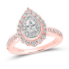 14kt Rose Gold Pear Diamond Halo Bridal Wedding Engagement Ring: A Captivating Expression of Eternal Love - Top View
