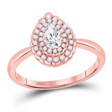 Load image into Gallery viewer, Enchanting Rose Gold Pear Diamond Solitaire Bridal Wedding Ring - Top View