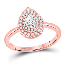 Enchanting Rose Gold Pear Diamond Solitaire Bridal Wedding Ring - Top View