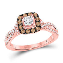 Load image into Gallery viewer, Enchanting Rose Gold Princess Diamond Solitaire Bridal Wedding Ring - Top View