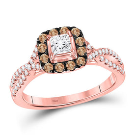 Enchanting Rose Gold Princess Diamond Solitaire Bridal Wedding Ring - Top View