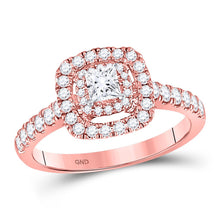 Load image into Gallery viewer, Radiant Rose Gold Princess Diamond Solitaire Bridal Wedding Ring - Top View