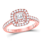 Radiant Rose Gold Princess Diamond Solitaire Bridal Wedding Ring - Top View