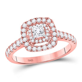 Radiant Rose Gold Princess Diamond Solitaire Bridal Wedding Ring - Top View