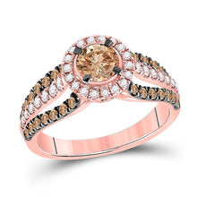 Load image into Gallery viewer, Enchanting 14kt Rose Gold Brown Diamond Solitaire Bridal Wedding Ring - Top View