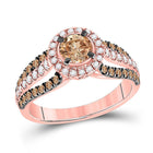 Enchanting 14kt Rose Gold Brown Diamond Solitaire Bridal Wedding Ring - Top View