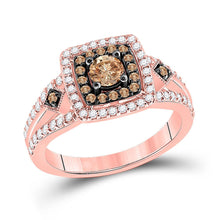 Load image into Gallery viewer, 14kt Rose Gold Enchanting Brown Diamond Solitaire Bridal Wedding Engagement Ring 1 Cttw - Top View