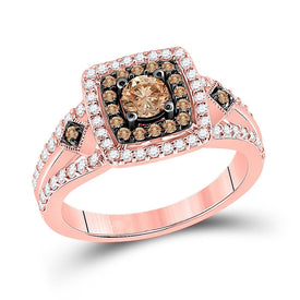 14kt Rose Gold Enchanting Brown Diamond Solitaire Bridal Wedding Engagement Ring 1 Cttw - Top View