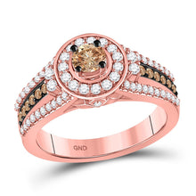 Load image into Gallery viewer, Enchanting Brown Diamond Solitaire Bridal Wedding Ring - Top View