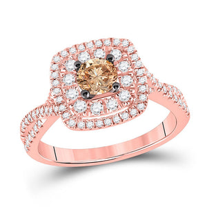 Wedding Collection | 14kt Rose Gold Round Brown Diamond Solitaire Bridal Wedding Engagement Ring 7/8 Cttw | Splendid Jewellery GND